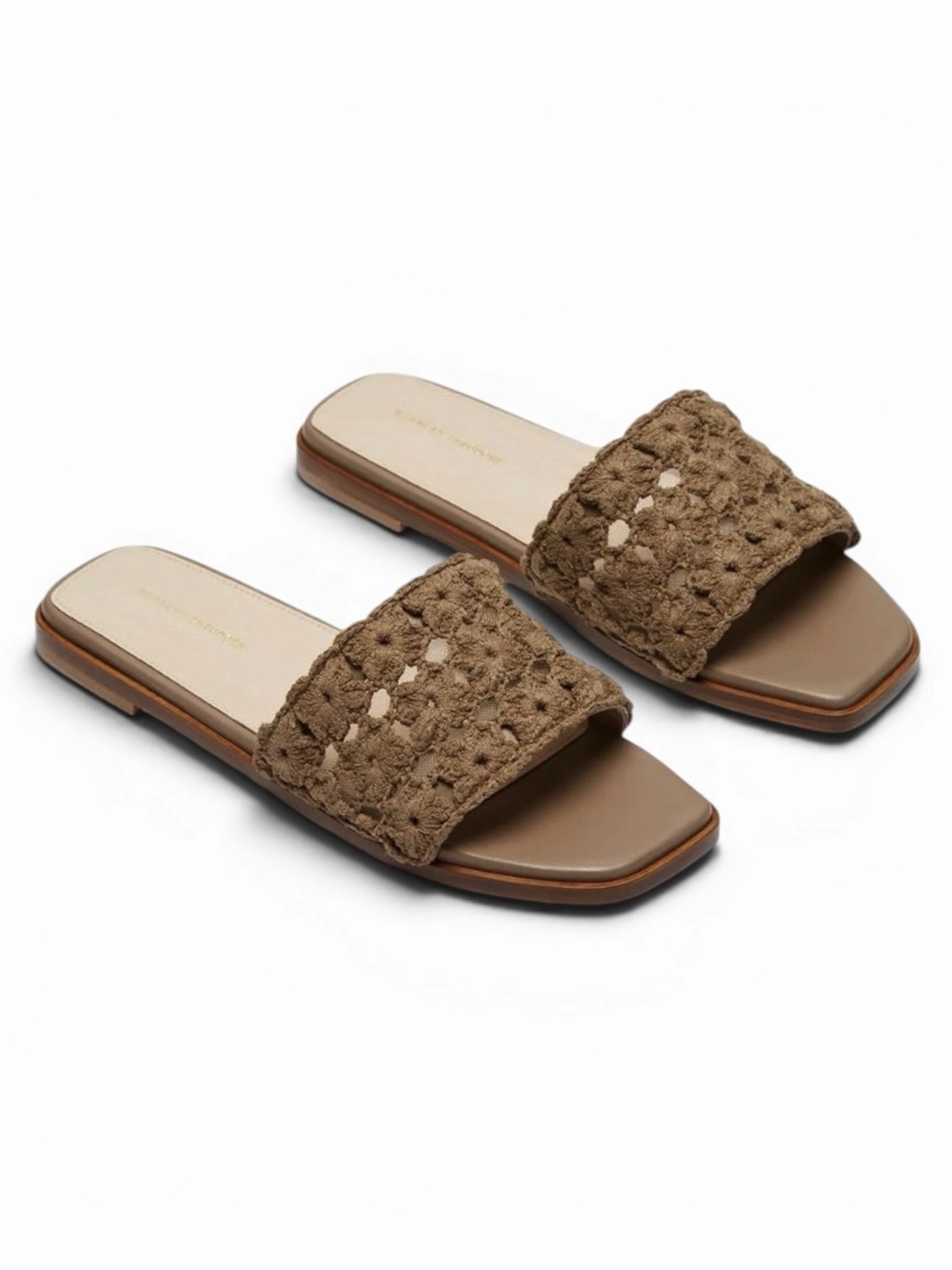 Scanlan Theodore Daisy Stitch Slide Sandals in Camel